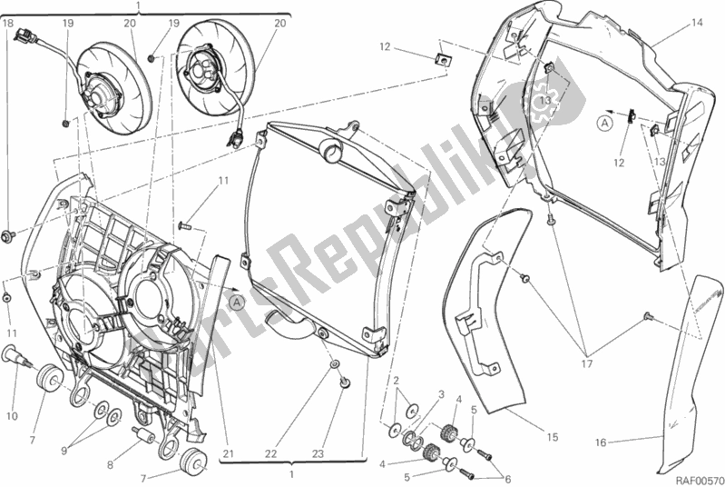 Todas as partes de Refrigerador De água do Ducati Diavel Xdiavel S 1260 2017